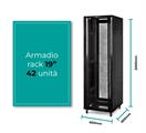 Rack a pavimento 42 unità 600x600x2000 con 2 ventole, 4 ruote e 4 montanti, laterali removibili, colore nero