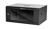 Rack a parete 4 unità 600x450x280 con 4 montanti, laterali removibili, colore nero